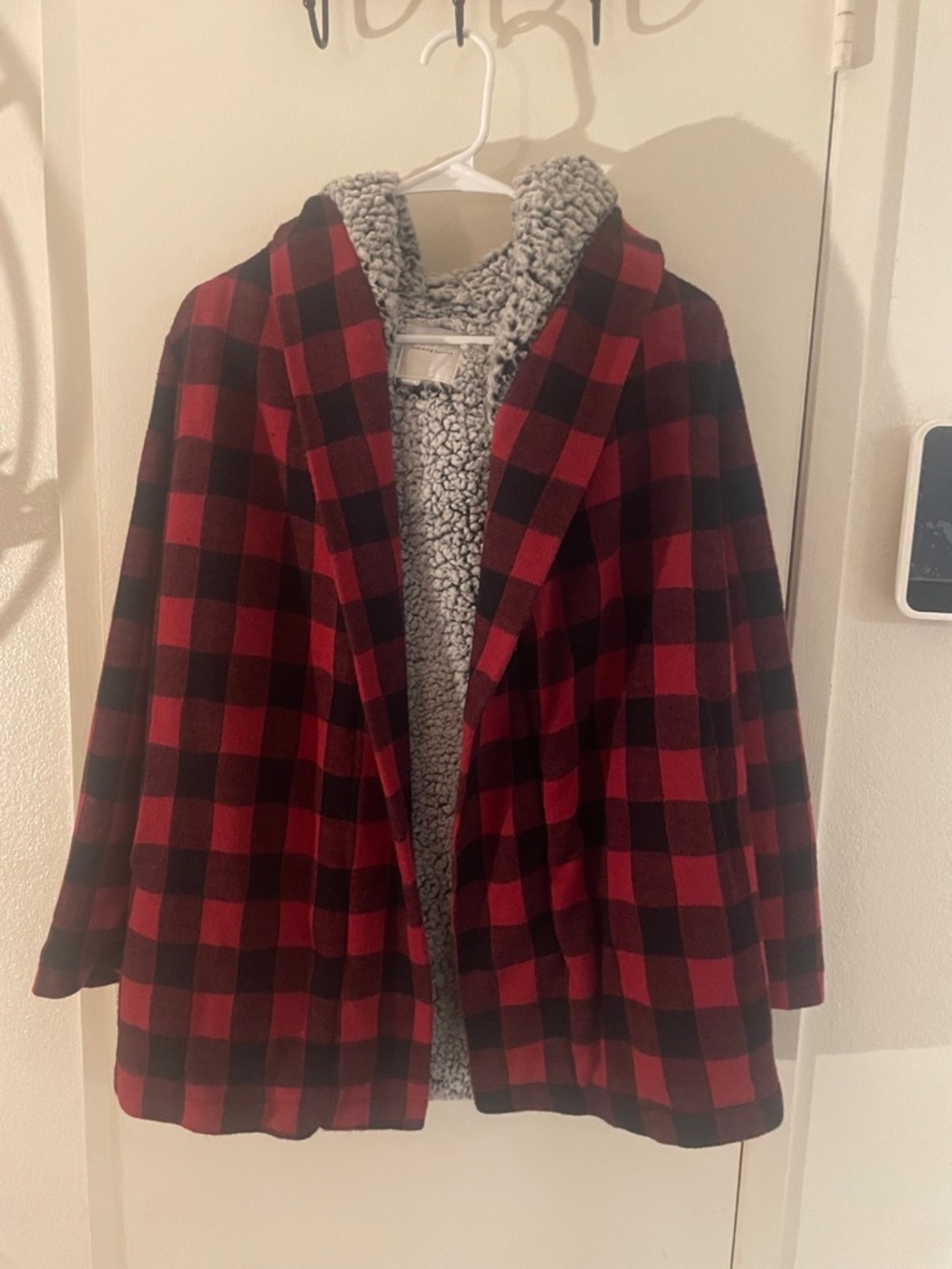 Thread & Supply Buffalo Plaid Sherpa Jacket Hooded Cozy Cabincore Small - Picture 4 of 9